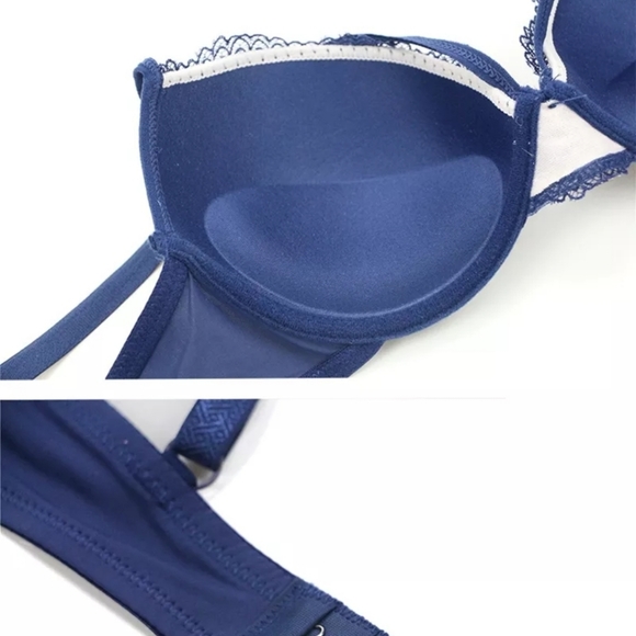 Dainafang Deep Red with Satin Lace and Fine Silver Stitching Bra and Panty set - Picture 13 of 13